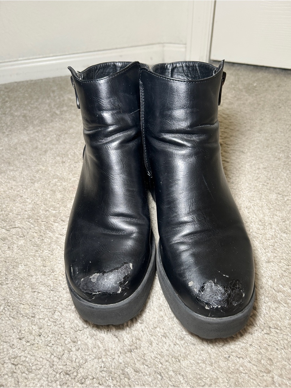Black Platform Ankle Boots-Women’s